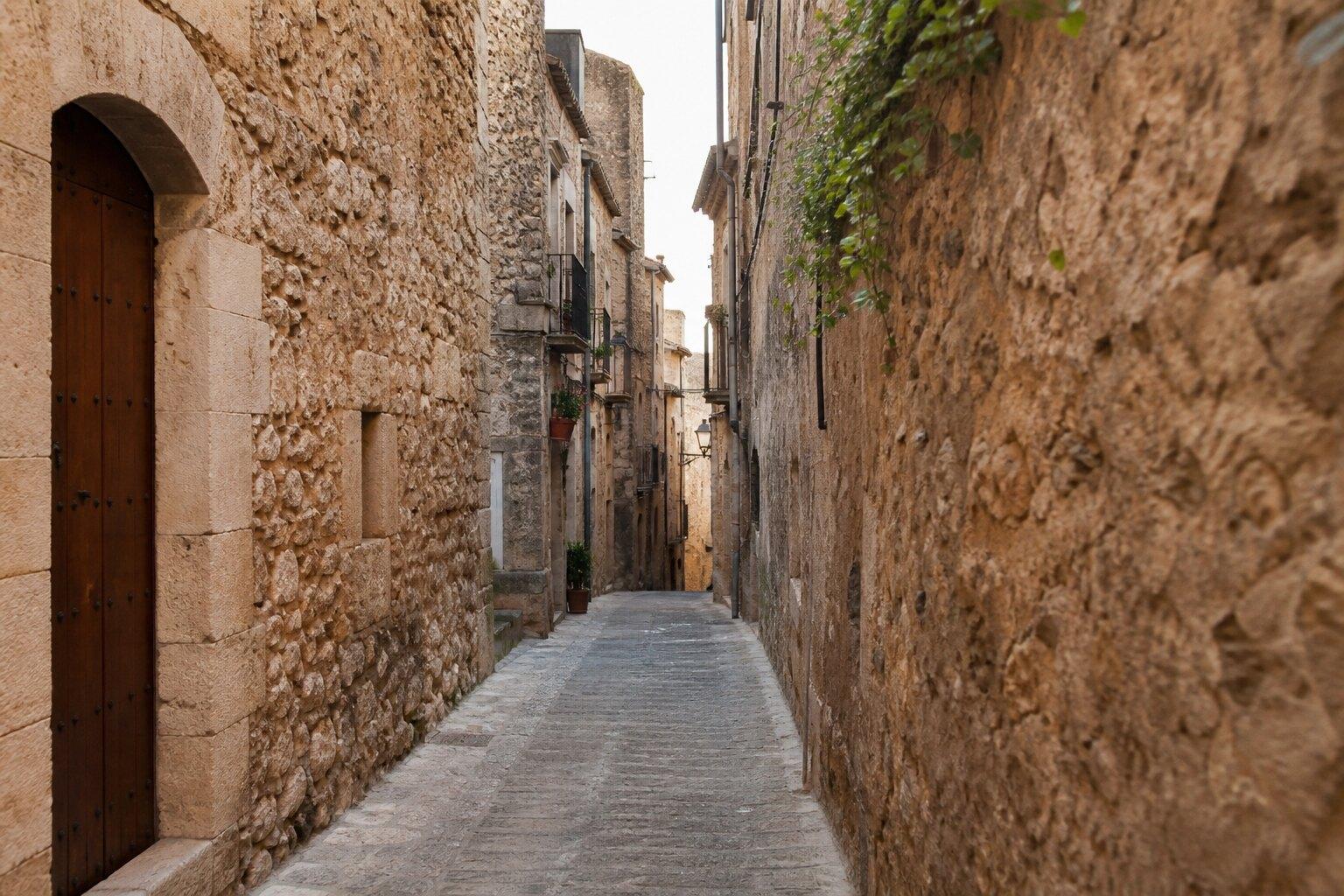 Narrow stone lane in Tivissa old town
